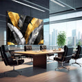 Quadro Decorativo Elegância em Folhas Douradas - quadros decorativos 1 Tela, 1 Tela Horizontal - em sala moderna
