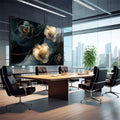 Quadro Decorativo Flores Surrealistas em Movimento Abstrato - quadros decorativos 1 Tela, 1 Tela Horizontal - em sala moderna