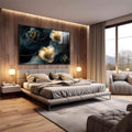 Quadro Decorativo Flores Surrealistas em Movimento Abstrato - quadros decorativos para sala 1 Tela, 1 Tela Horizontal - em quarto contemporaneo