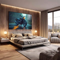Quadro Decorativo Cinemático: Motocicleta Clássica Sob a Chuva em Estrada - quadros decorativos 1 Tela, 1 Tela Horizontal - em escritorio elegante