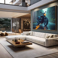 Quadro Decorativo Cinemático: Motocicleta Clássica Sob a Chuva em Estrada - quadros decorativos para sala 1 Tela, 1 Tela Horizontal - em living room premium