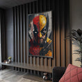 Quadro Decorativo Dualidade Heroica Energia e Fúria em Contraste - quadros decorativos para sala 1 Tela Vertical, 3 Telas - em ambiente decorado