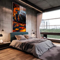 Quadro Decorativo Supercarro em Bosque Outonal - quadros decorativos 1 Tela Vertical, 3 Telas - em sala moderna