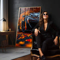 Quadro Decorativo Supercarro em Bosque Outonal - quadros decorativos para sala 1 Tela Vertical, 3 Telas - em living room premium