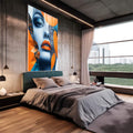 Quadro Decorativo Mulher Abstrata em Harmonia com Folhagens - quadros decorativos 1 Tela Vertical, 3 Telas - em sala moderna