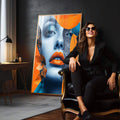 Quadro Decorativo Mulher Abstrata em Harmonia com Folhagens - quadros decorativos para sala 1 Tela Vertical, 3 Telas - em living room premium