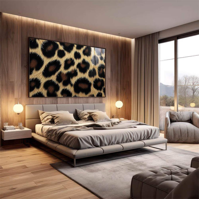 Quadro Decorativo Elegância em Pele de Onça - quadros decorativos 1 Tela, 1 Tela Horizontal - em escritorio elegante