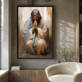 Quadro Decorativo Benção de Jesus Inspirando Fé e Esperança - quadros decorativos para sala 1 Tela Vertical, 3 Telas - em ambiente decorado