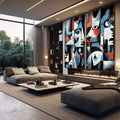 Quadro Decorativo Abstrato com Faces - quadros decorativos 2 Telas, Abstratos e Geométricos - em escritorio elegante