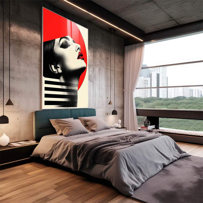 Quadro Decorativo Mulher Reflexiva  Arte Abstrata - quadros decorativos para sala 1 Tela Vertical, 3 Telas - em living room premium