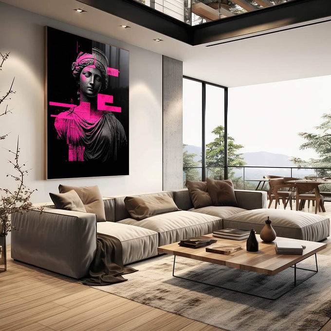 Quadro Decorativo A Nova Era Grega - quadros decorativos 1 Tela Vertical, 3 Telas - em sala moderna