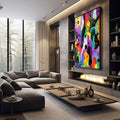 Quadro Decorativo Abstrato Urbano - quadros decorativos para sala 1 Tela Vertical, 3 Telas - em quarto contemporaneo