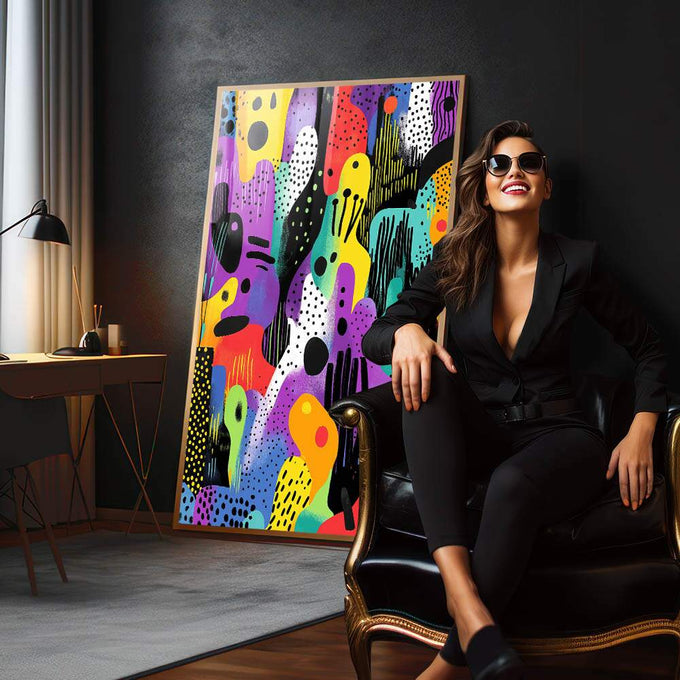 Quadro Decorativo Abstrato Urbano - quadros decorativos 1 Tela Vertical, 3 Telas - em escritorio elegante