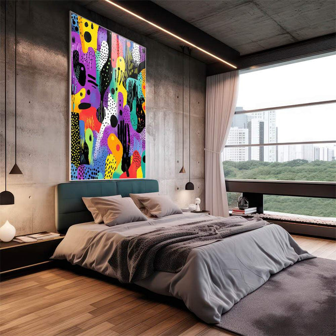 Quadro Decorativo Abstrato Urbano - quadros decorativos para sala 1 Tela Vertical, 3 Telas - em living room premium