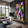 Quadro Decorativo Abstrato Urbano - quadros decorativos para sala 1 Tela Vertical, 3 Telas - em ambiente decorado
