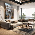Quadro Decorativo A Beleza do Tigre - quadros decorativos para sala 1 Tela Vertical, 3 Telas - em quarto contemporaneo