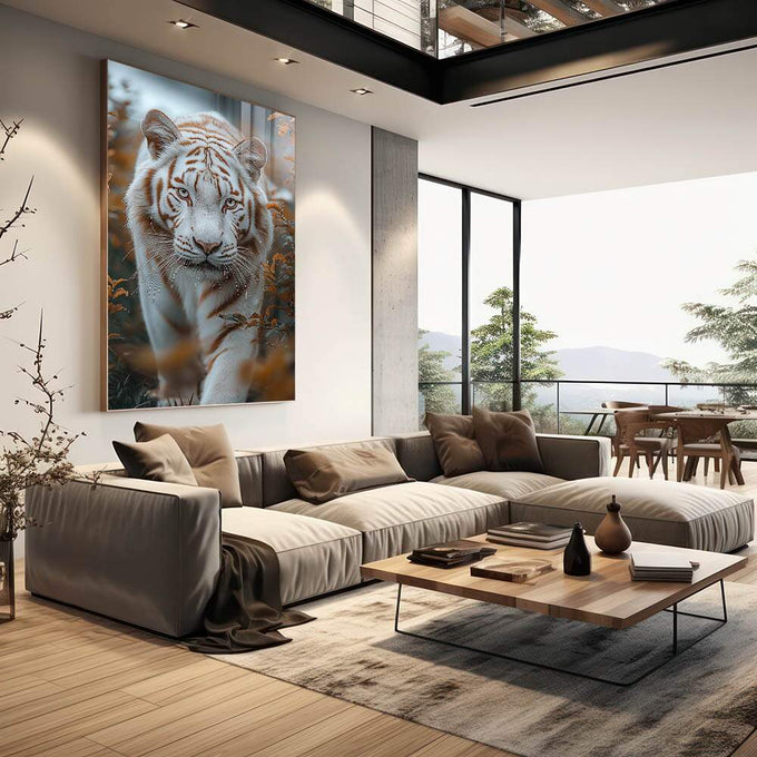 Quadro Decorativo A Beleza do Tigre - quadros decorativos para sala 1 Tela Vertical, 3 Telas - em quarto contemporaneo