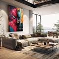 Quadro Decorativo Confronto Épico entre Morcego e Aranha - quadros decorativos para sala 1 Tela Vertical, 3 Telas - em quarto contemporaneo
