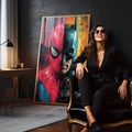 Quadro Decorativo Confronto Épico entre Morcego e Aranha - quadros decorativos para sala 1 Tela Vertical, 3 Telas - em living room premium