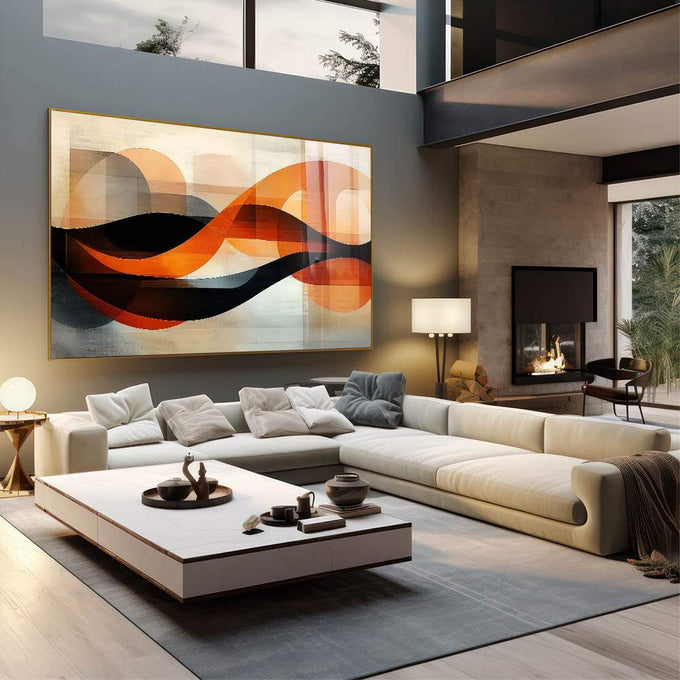 Quadro Decorativo Abstrato A Fluidez da Arte - quadros decorativos 1 Tela, 1 Tela Horizontal - em sala moderna