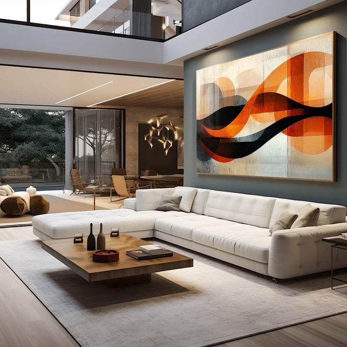 Quadro Decorativo Abstrato A Fluidez da Arte - quadros decorativos para sala 1 Tela, 1 Tela Horizontal - em living room premium