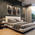 Quadro Decorativo Abstrato Moderno em Formas Geométricas - quadros decorativos para sala 1 Tela Vertical, 3 Telas - em living room premium