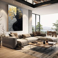 Quadro Decorativo Árvore da Vida Preto e Branco - quadros decorativos para sala 1 Tela Vertical, 3 Telas - em quarto contemporaneo