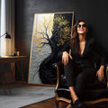 Quadro Decorativo Árvore da Vida Preto e Branco - quadros decorativos para sala 1 Tela Vertical, 3 Telas - em living room premium