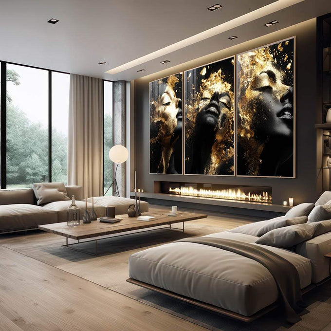 Quadro Decorativo A Beleza das Mulheres  Arte Inspiradora - quadros decorativos 1 Tela Vertical, 3 Telas - em escritorio elegante