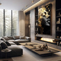 Quadro Decorativo Elegante Reflexão da Mulher Gold - quadros decorativos para sala 1 Tela Vertical, 3 Telas - em quarto contemporaneo