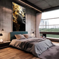 Quadro Decorativo Elegante Reflexão da Mulher Gold - quadros decorativos para sala 1 Tela Vertical, 3 Telas - em living room premium