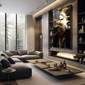 Quadro Decorativo Reflexão Profunda Mulher Gold - quadros decorativos para sala 1 Tela Vertical, 3 Telas - em quarto contemporaneo