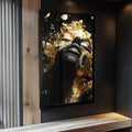 Quadro Decorativo Brilho da Beleza Sobre Gold - quadros decorativos para sala 1 Tela Vertical, 3 Telas - em ambiente decorado