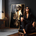 Quadro Decorativo Profundidade da Mulher Gold - quadros decorativos para sala 1 Tela Vertical, 3 Telas - em living room premium