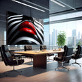 Lábios vermelhos brilhantes sobre rosto com listras zebra em preto e branco, quadro decorativo