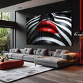 Quadro Decorativo Mulher Dos Lábios Carnudos em Cores Vibrantes - quadros decorativos para sala 1 Tela, 1 Tela Horizontal - em ambiente decorado