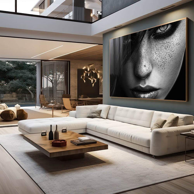 Quadro Decorativo A Seriedade da Mulher Arte que Inspira - quadros decorativos para sala 1 Tela, 1 Tela Horizontal - em living room premium