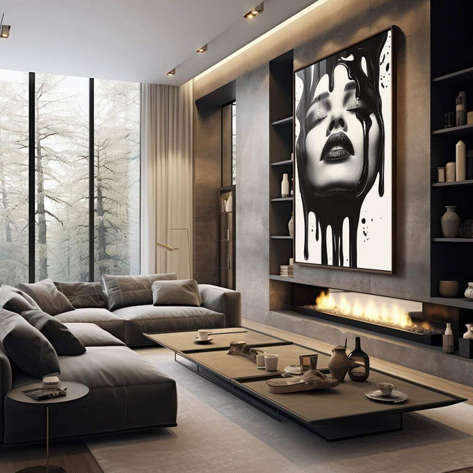 Quadro Decorativo A Profundidade da Mulher - quadros decorativos para sala 1 Tela Vertical, 3 Telas - em quarto contemporaneo