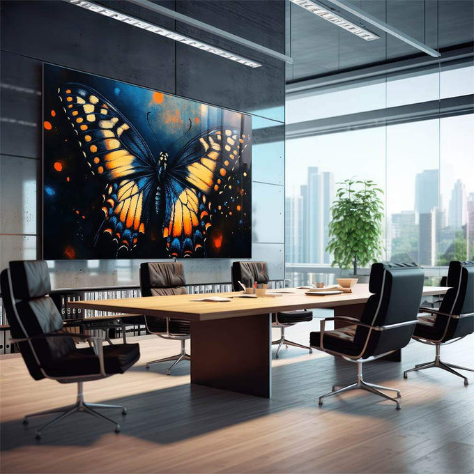 Quadro Decorativo de Borboleta Abstrato - quadros decorativos 1 Tela, 1 Tela Horizontal - em sala moderna