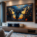 Quadro Decorativo de Borboleta Abstrato - quadros decorativos para sala 1 Tela, 1 Tela Horizontal - em ambiente decorado