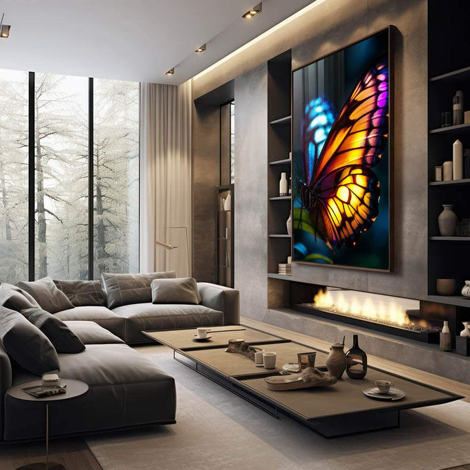 Quadro Decorativo A Magia das Borboletas - quadros decorativos para sala 1 Tela Vertical, 3 Telas - em quarto contemporaneo