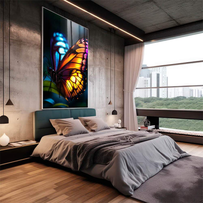 Quadro Decorativo A Magia das Borboletas - quadros decorativos para sala 1 Tela Vertical, 3 Telas - em living room premium