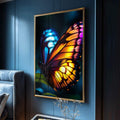 Quadro Decorativo A Magia das Borboletas - quadros decorativos para sala 1 Tela Vertical, 3 Telas - em ambiente decorado