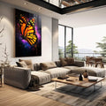 Quadro Decorativo A Fluidez da Borboleta - quadros decorativos 1 Tela Vertical, 3 Telas - em sala moderna