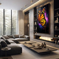 Quadro Decorativo A Fluidez da Borboleta - quadros decorativos para sala 1 Tela Vertical, 3 Telas - em quarto contemporaneo