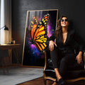 Quadro Decorativo A Fluidez da Borboleta - quadros decorativos 1 Tela Vertical, 3 Telas - em escritorio elegante