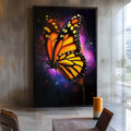 Quadro Decorativo A Fluidez da Borboleta - quadros decorativos para sala 1 Tela Vertical, 3 Telas - em ambiente decorado