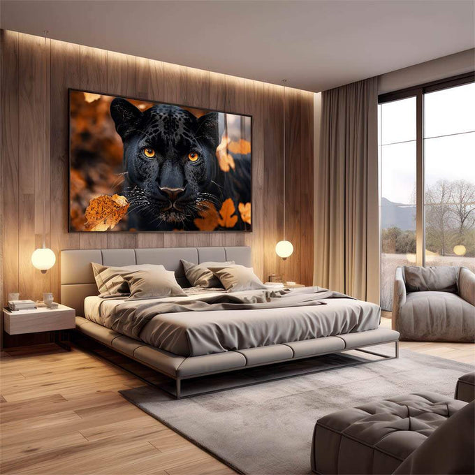 Quadro Decorativo A Grandeza da Pantera - quadros decorativos para sala 1 Tela, 1 Tela Horizontal - em quarto contemporaneo