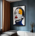 Quadro Decorativo A Beleza Feminina em Detalhes - quadros decorativos para sala 1 Tela Vertical, 3 Telas - em ambiente decorado