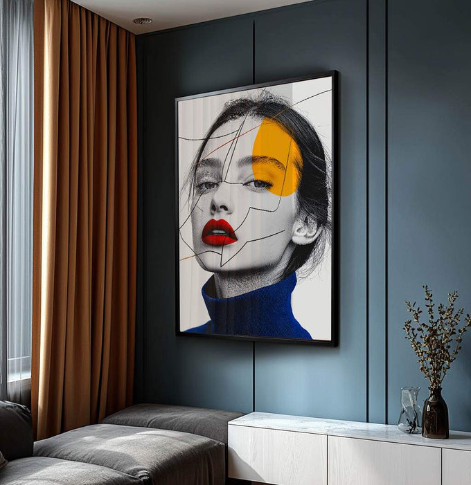 Quadro Decorativo A Beleza Feminina em Detalhes - quadros decorativos para sala 1 Tela Vertical, 3 Telas - em ambiente decorado
